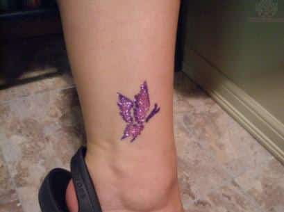 pink butterfly tattoo on Ankle Charms