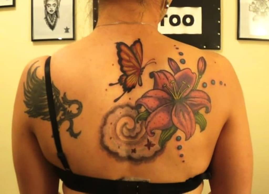 Lily and Butterfly Tattoos