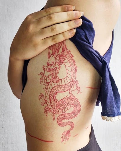 Red Dragon Tattoo on side