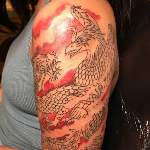 Red Dragon and Phoenix Tattoo