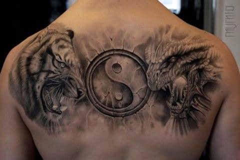 Red Dragon and Yin-Yang Tattoo
