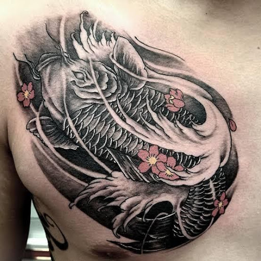 chest koi dragon tattoo