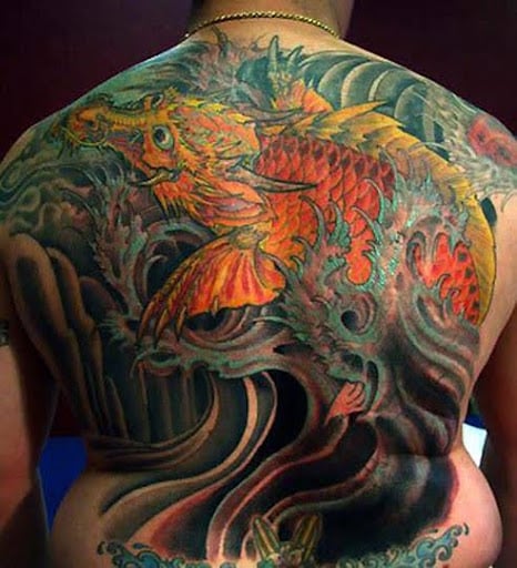 koi dragon tattoo on back