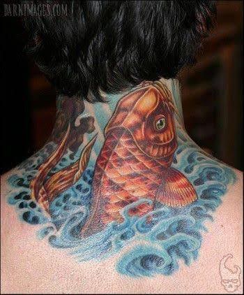 koi dragon tattoo on neck
