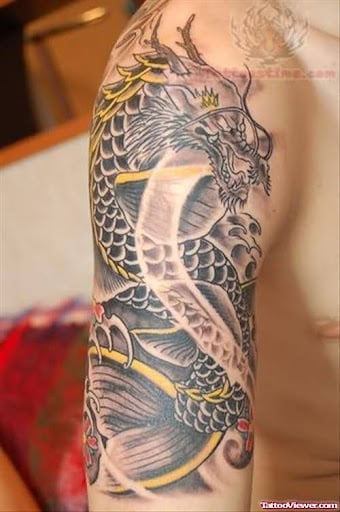 shoulder koi dragon tattoo