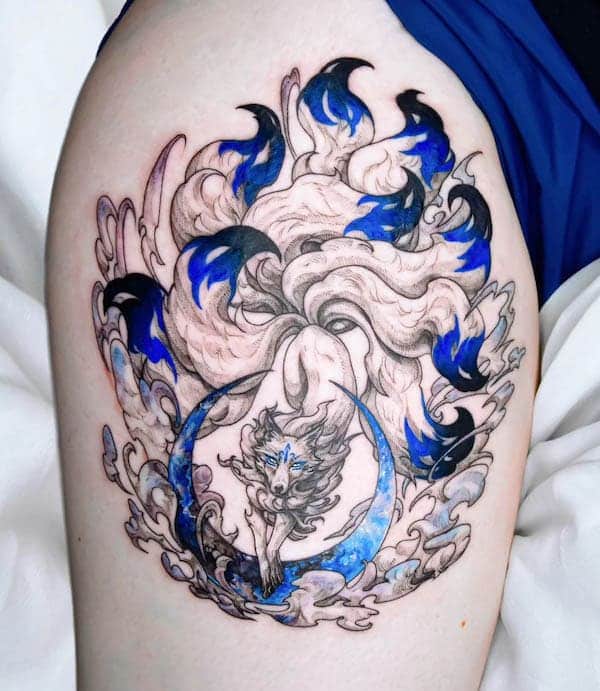 Leg Kitsune Tattoo Ideas