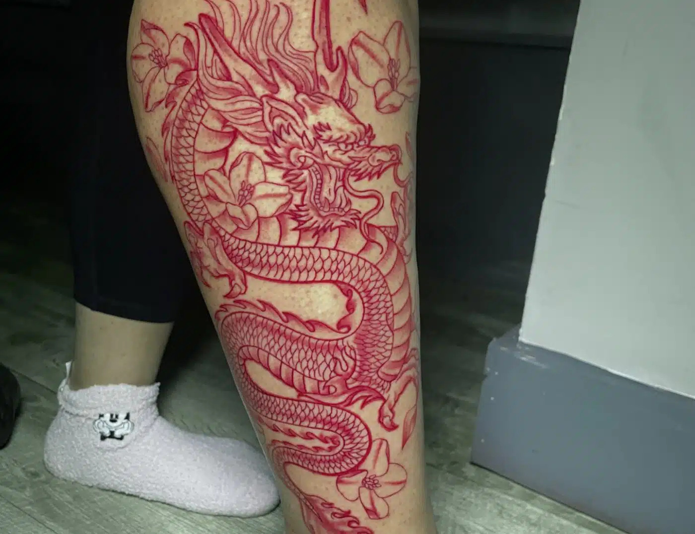 Arm And Leg Red Dragon Tattoo Designs