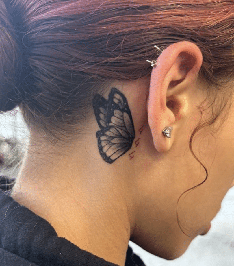 Behind The Ear Butterfly Tatto