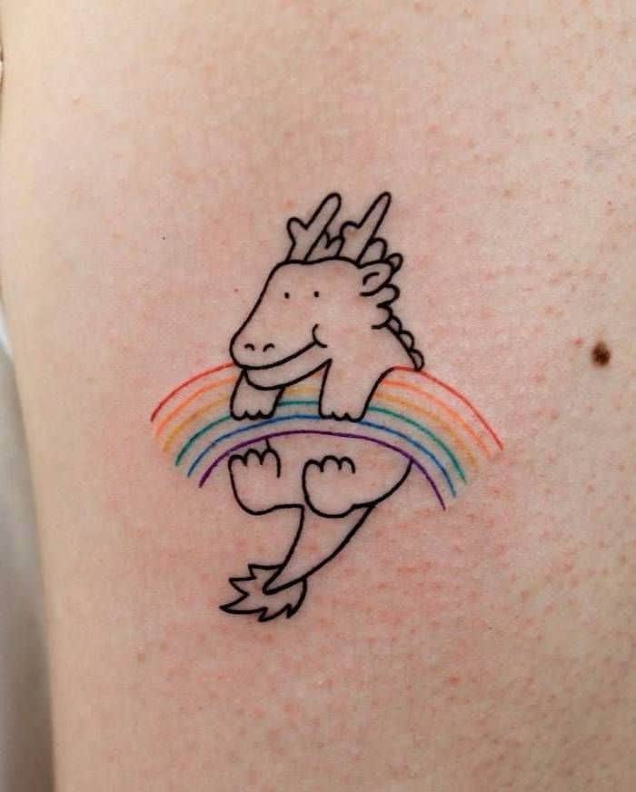 Cartoon Minimalist Dragon Tattoo