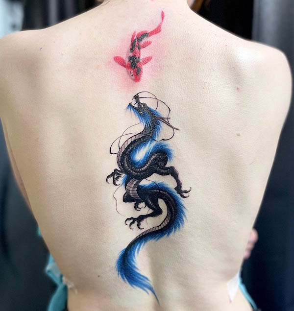 Colorful Koi Dragon Tattoo