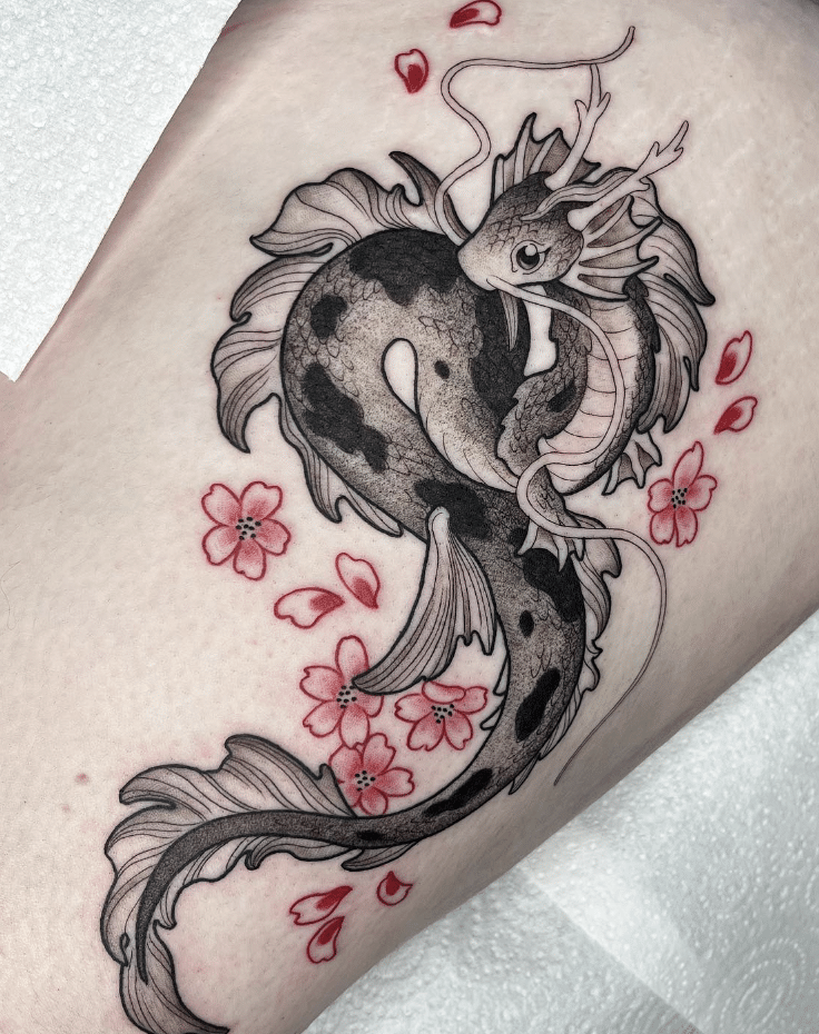 Cute Dragon Fish Tattoo