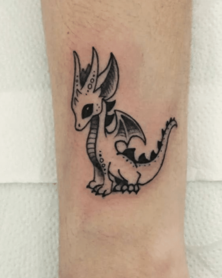 Cute Minimalist Dragon Tattoo