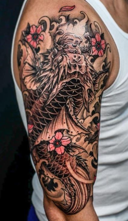 Dragon Fish with Cherry Blossoms