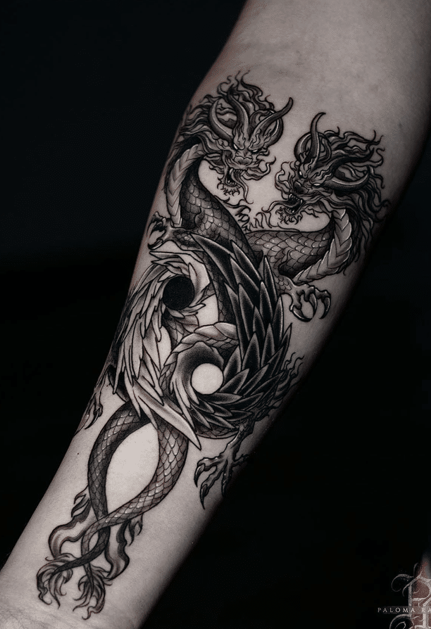 Dynamic Yin Yang Dragon Tattoo