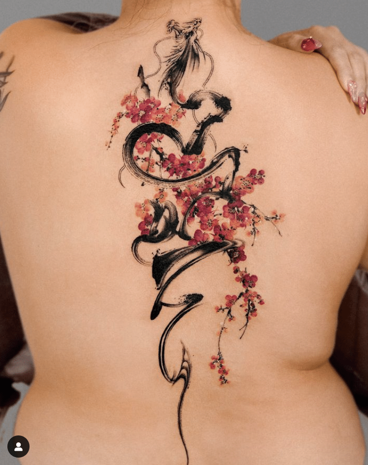 Eastern Dragon Tattoo On The Back