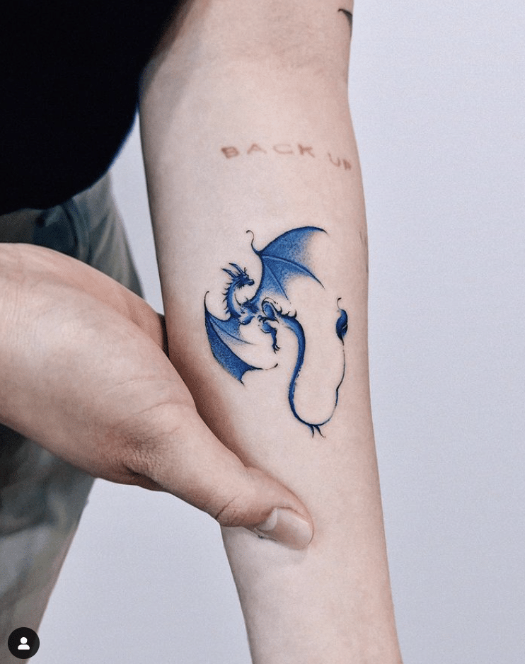 European Blue Dragon Tattoo