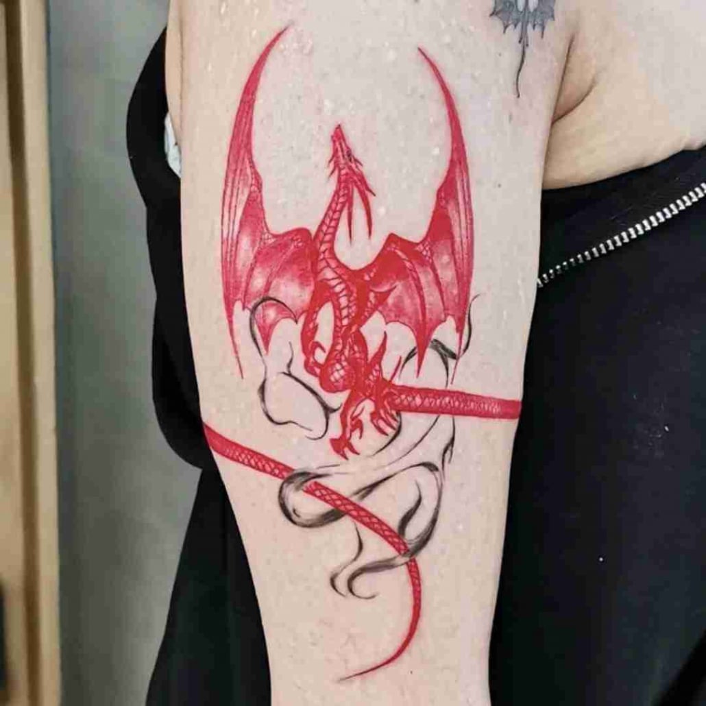 European Red Dragon Tattoo