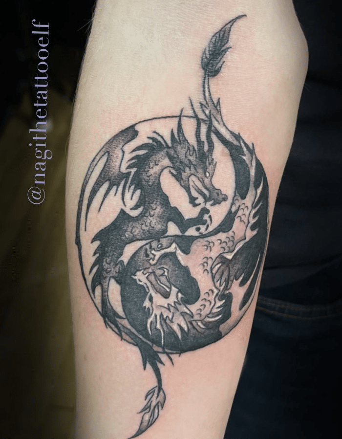 European Yin Yang Dragon Tattoo