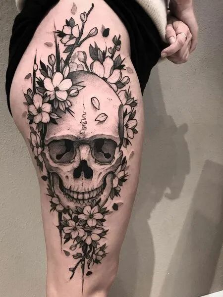 Floral Skull tattoo