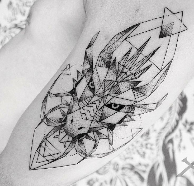 Geometric Chinese Dragon Tattoo
