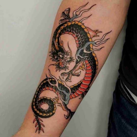 Japanese Dragon Tattoo with three claws