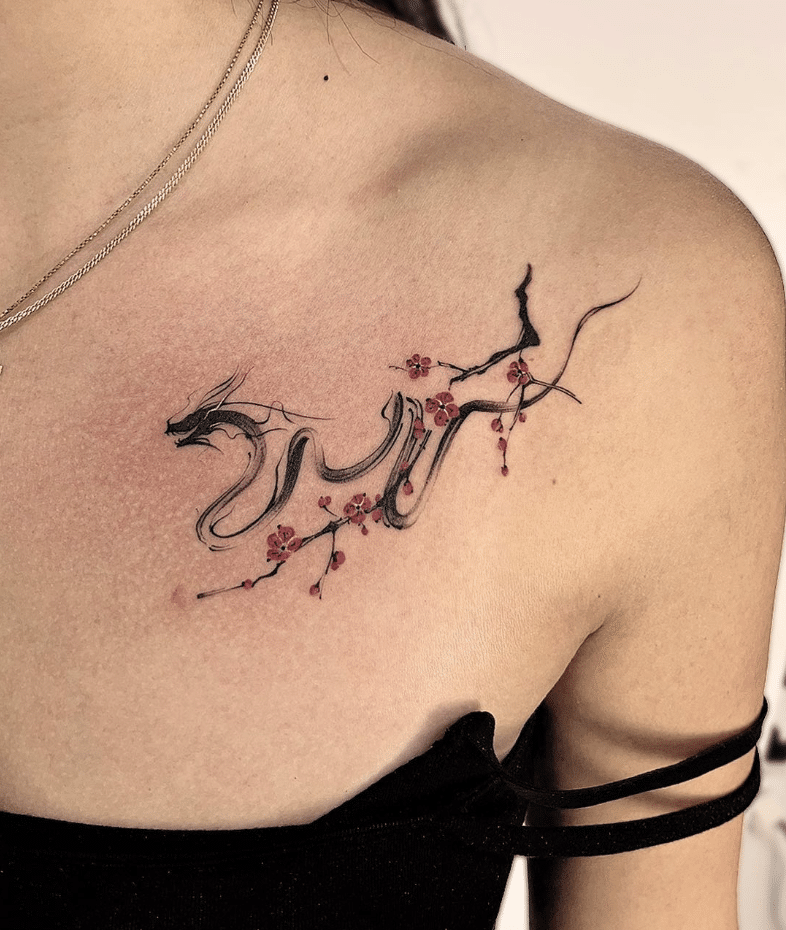 Japanese Minimalist Dragon Tattoo