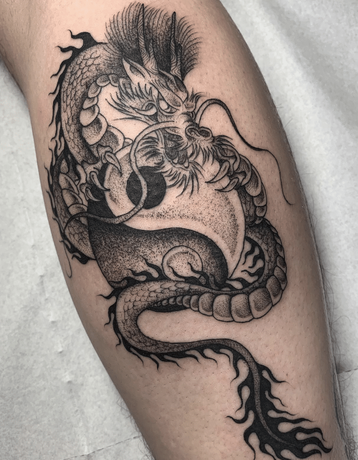 Japanese Yin Yang Dragon Tattoo