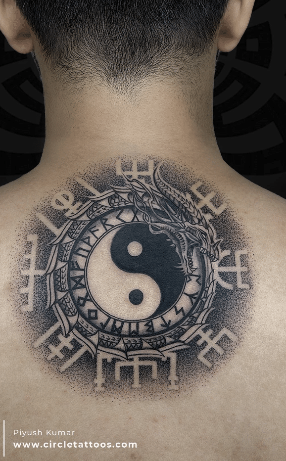 Norse Ying Yang Dragon Tattoo