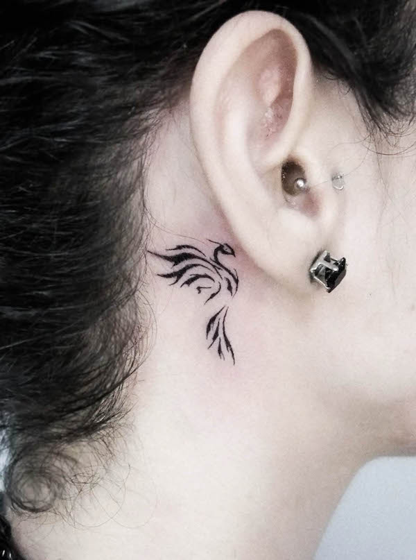 Phoenix Tattoo Design On Ear