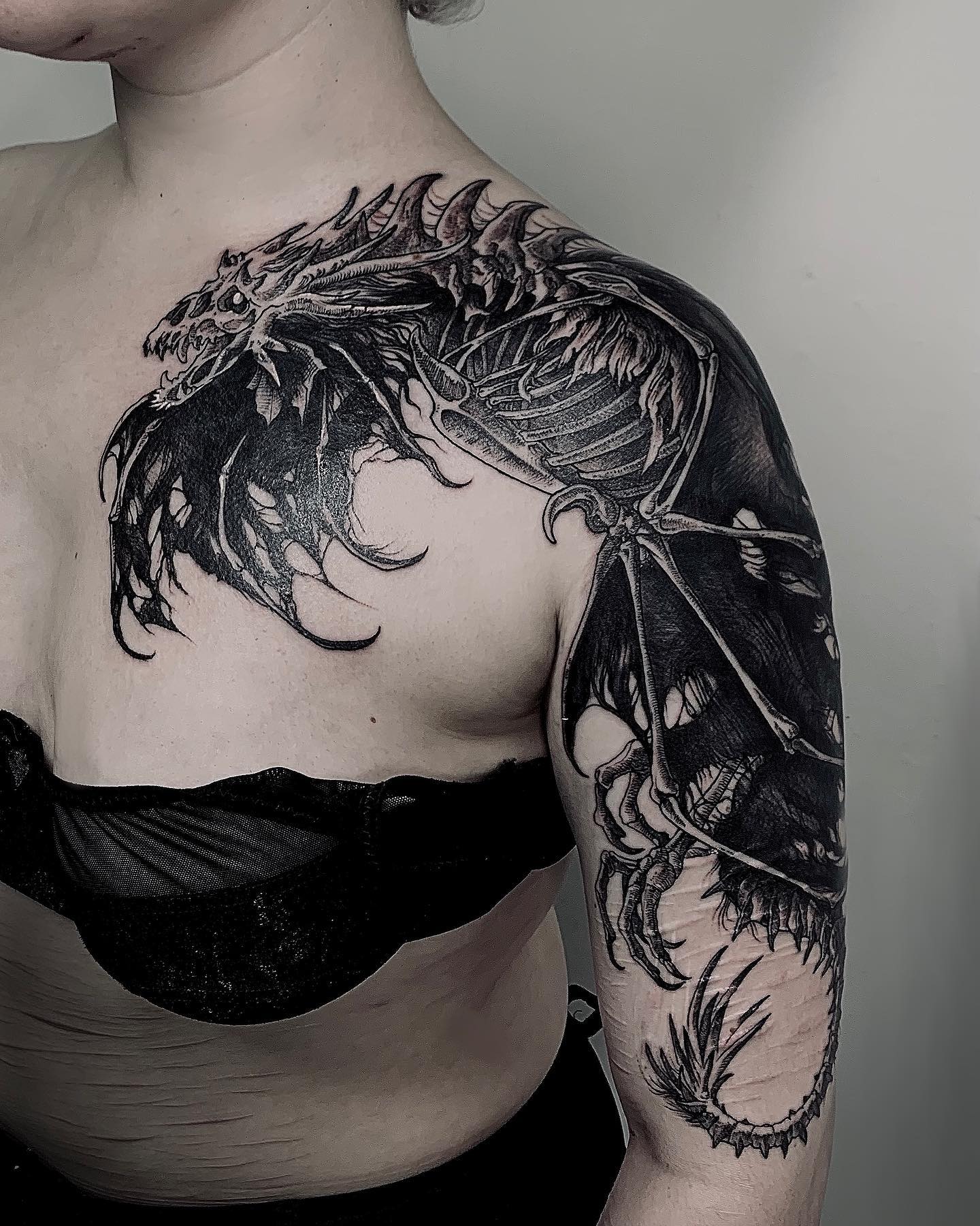 Skeleton Dragon Tattoo