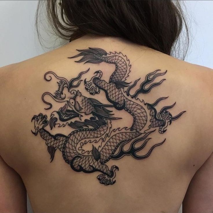 The Back With Chinese Dragon Tattoo