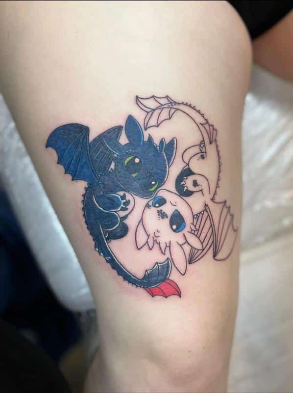 Toothless And Light-Fury Ying Yang Tattoo