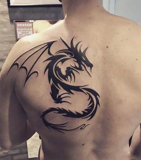 Tribal Black Dragon Tattoo