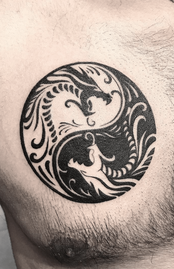 Tribal Yin Yang Dragon Tattoo