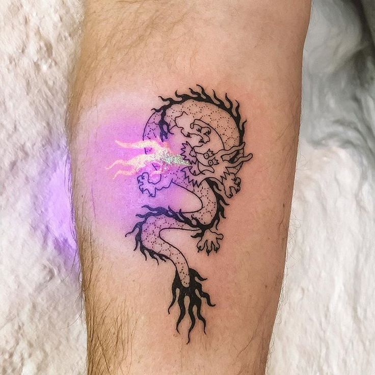 UV Light White Dragon Tattoo