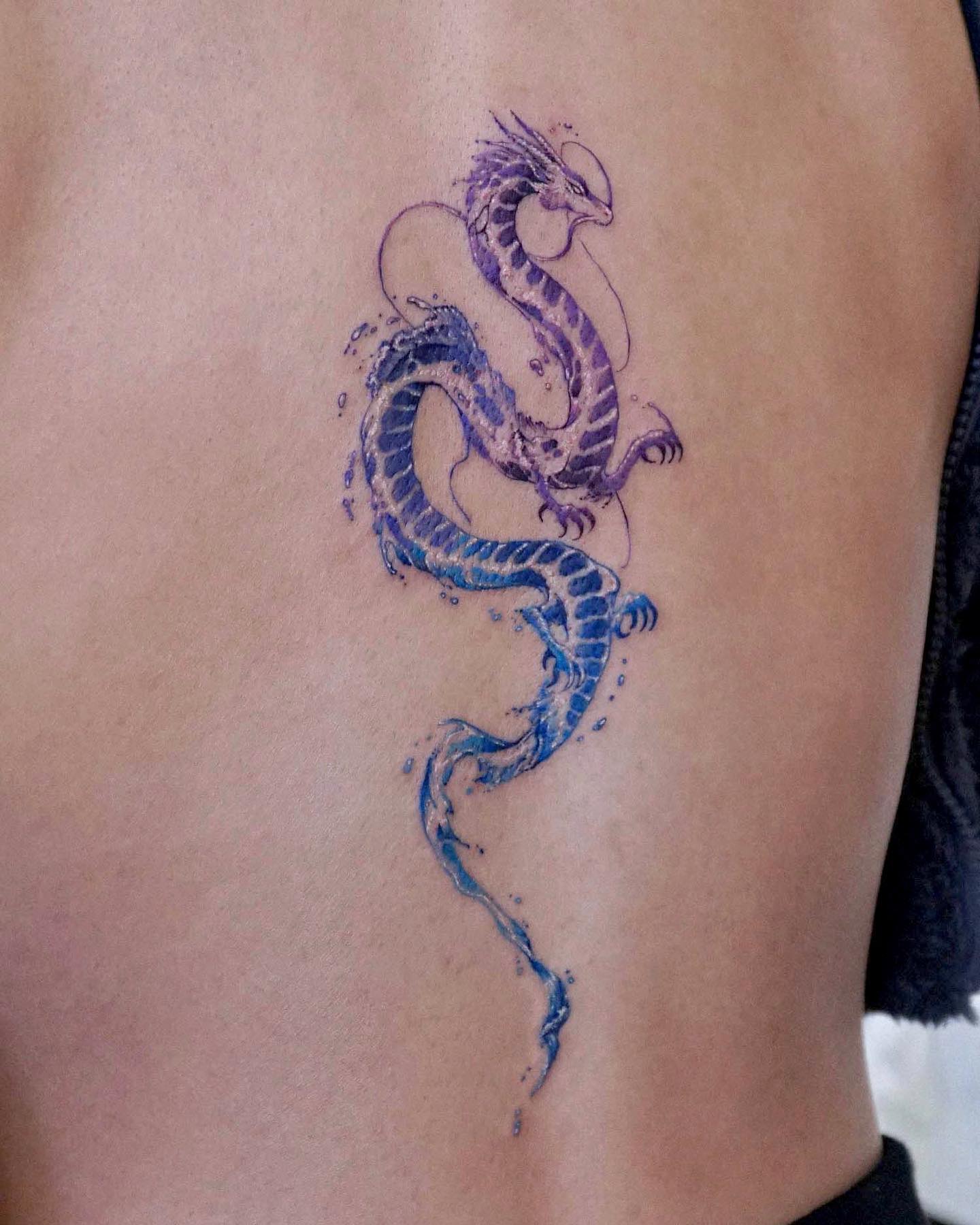 Watercolor Chinese Dragon Tattoo