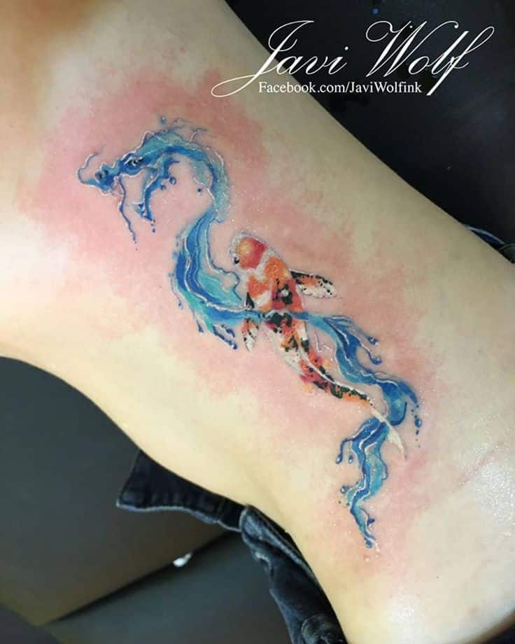 Watercolor Koi Dragon Tattoo