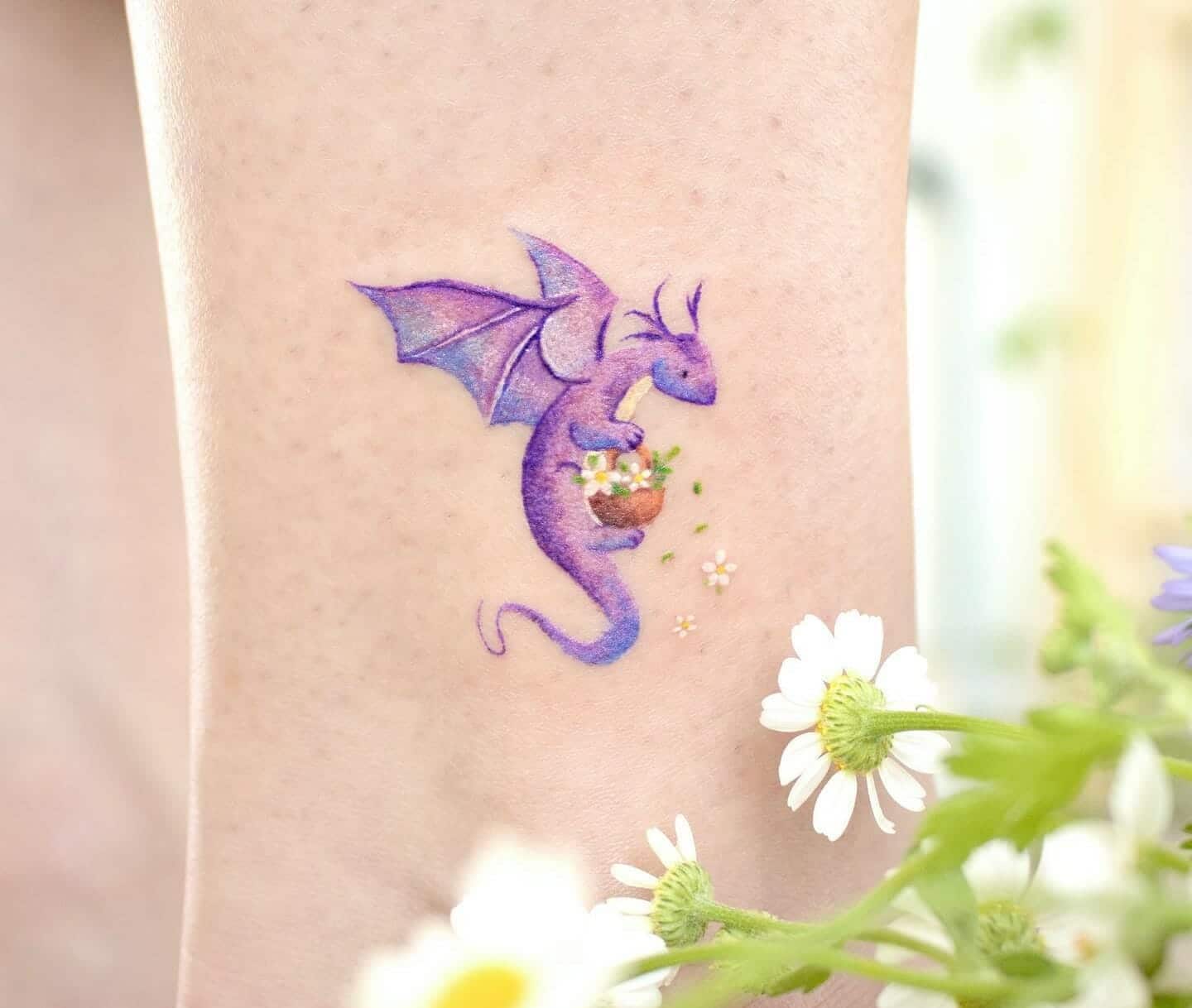 Watercolor Small Dragon Tattoo