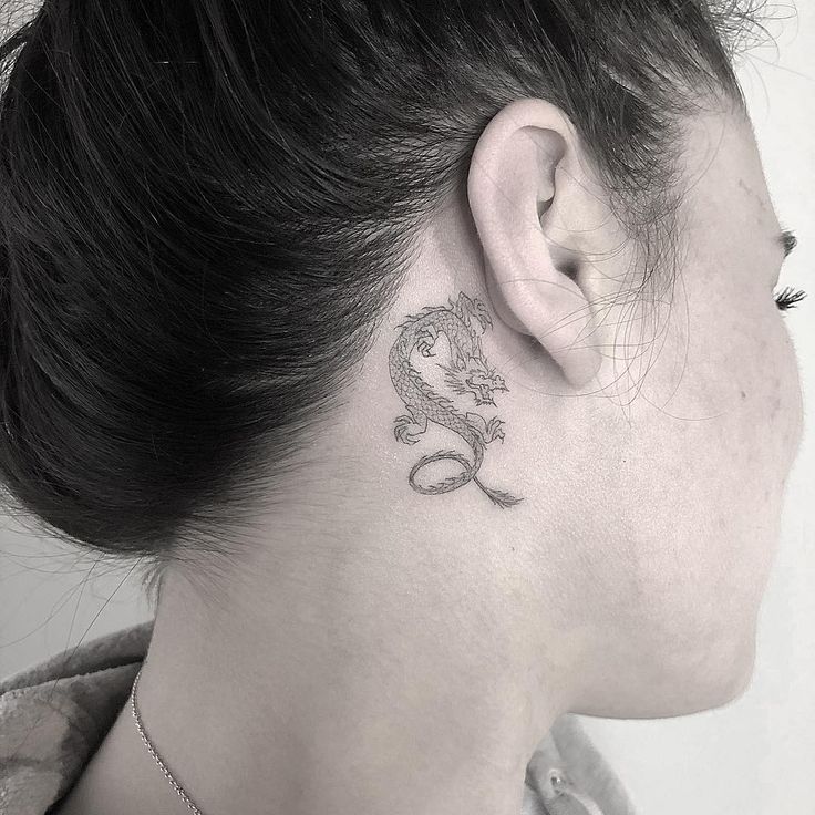 White Dragon Tattoo On Ear