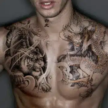 White Dragon Tiger Tattoo