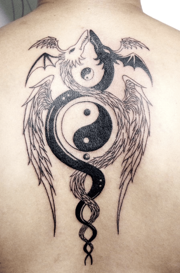 Winged Yin Yang Dragon Tattoo