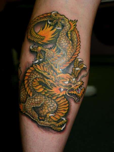 Yellow Chinese Dragon Tattoo