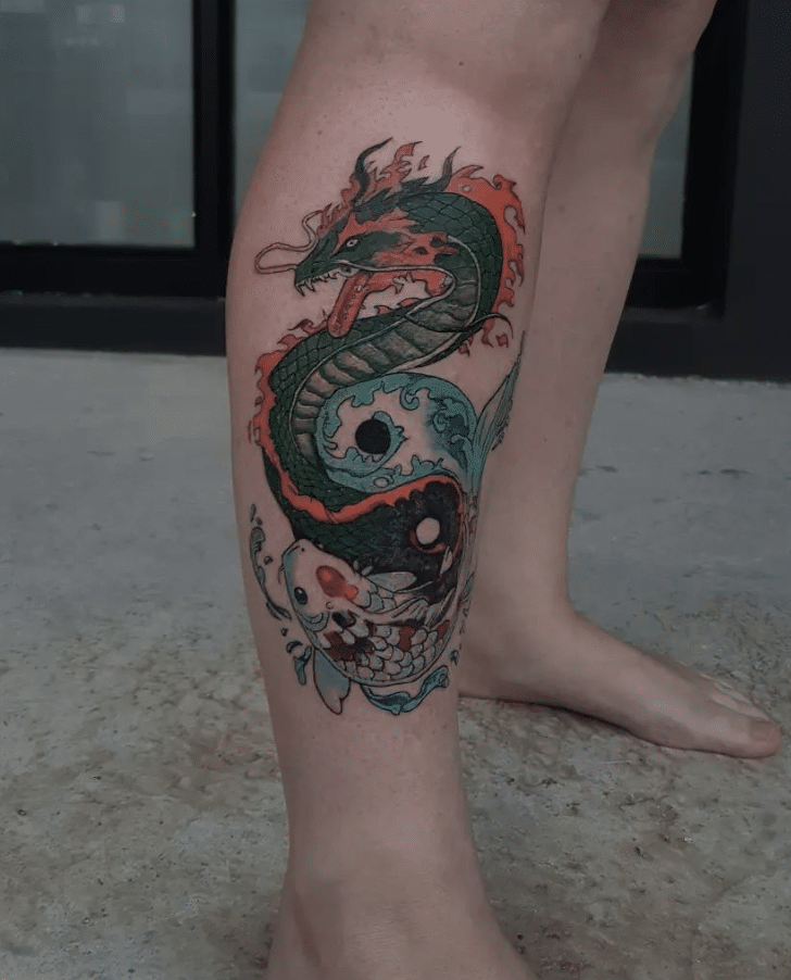 Yin-Yang Koi Dragon Tattoo