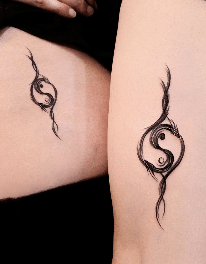 Yin-Yang Minimalist Dragon Tattoo