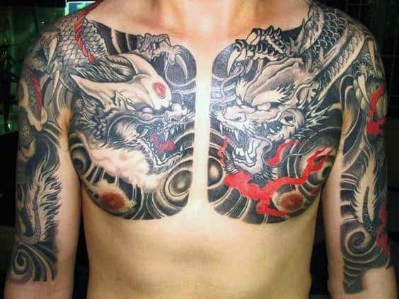 dragon tattoo on Arm Shoulder Chest Combo