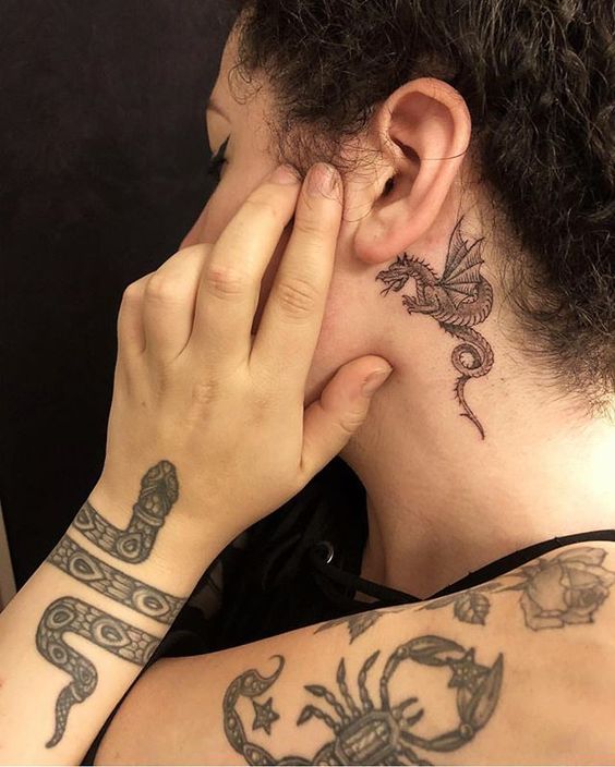 dragon tattoo on Ear