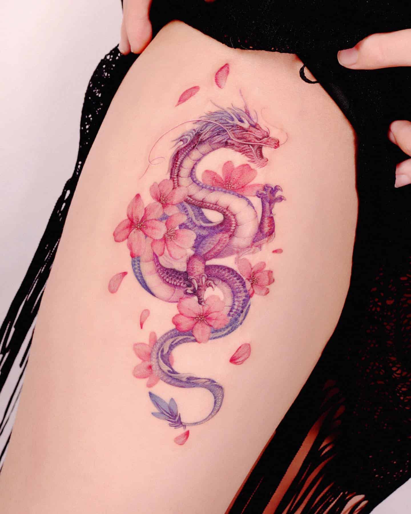 pink dragon tattoo