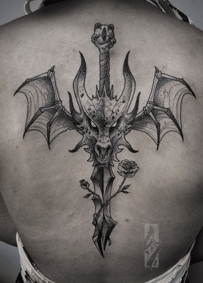A Dragon Sword Tattoo