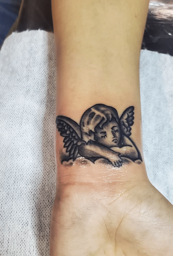 Angel Tattoo On Wrist Design