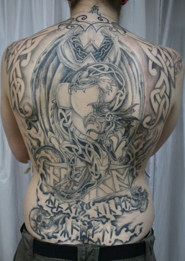 Back With Celtic Dragon Tattoo Design